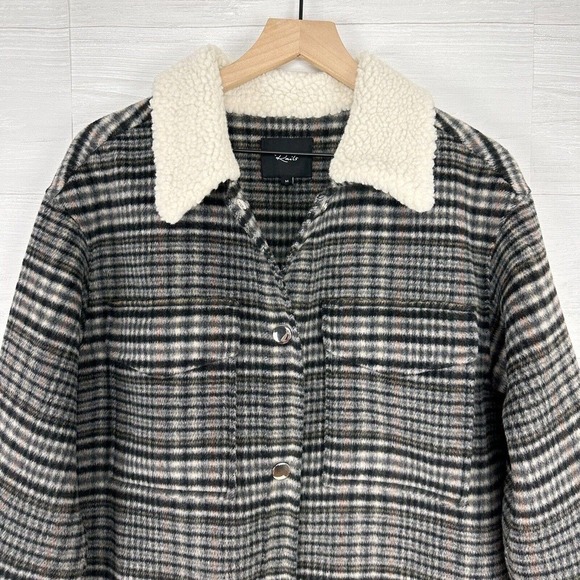 Rails Jaro Long Coat Womens Medium Onyx Taupe Plaid Wool Blend Oversized $425 - Picture 4 of 16
